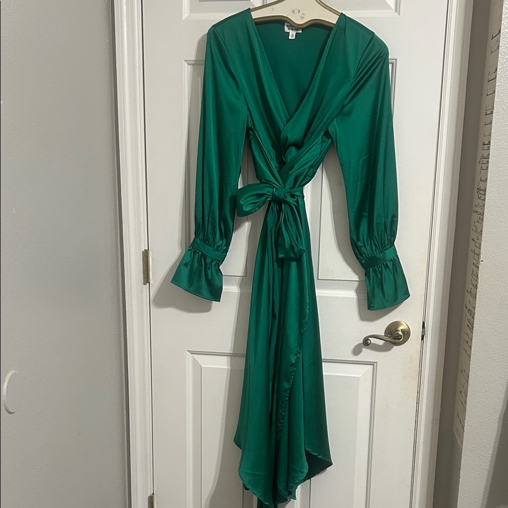 sruthijayadevan The Drop Elegant Green Wrap Dress
